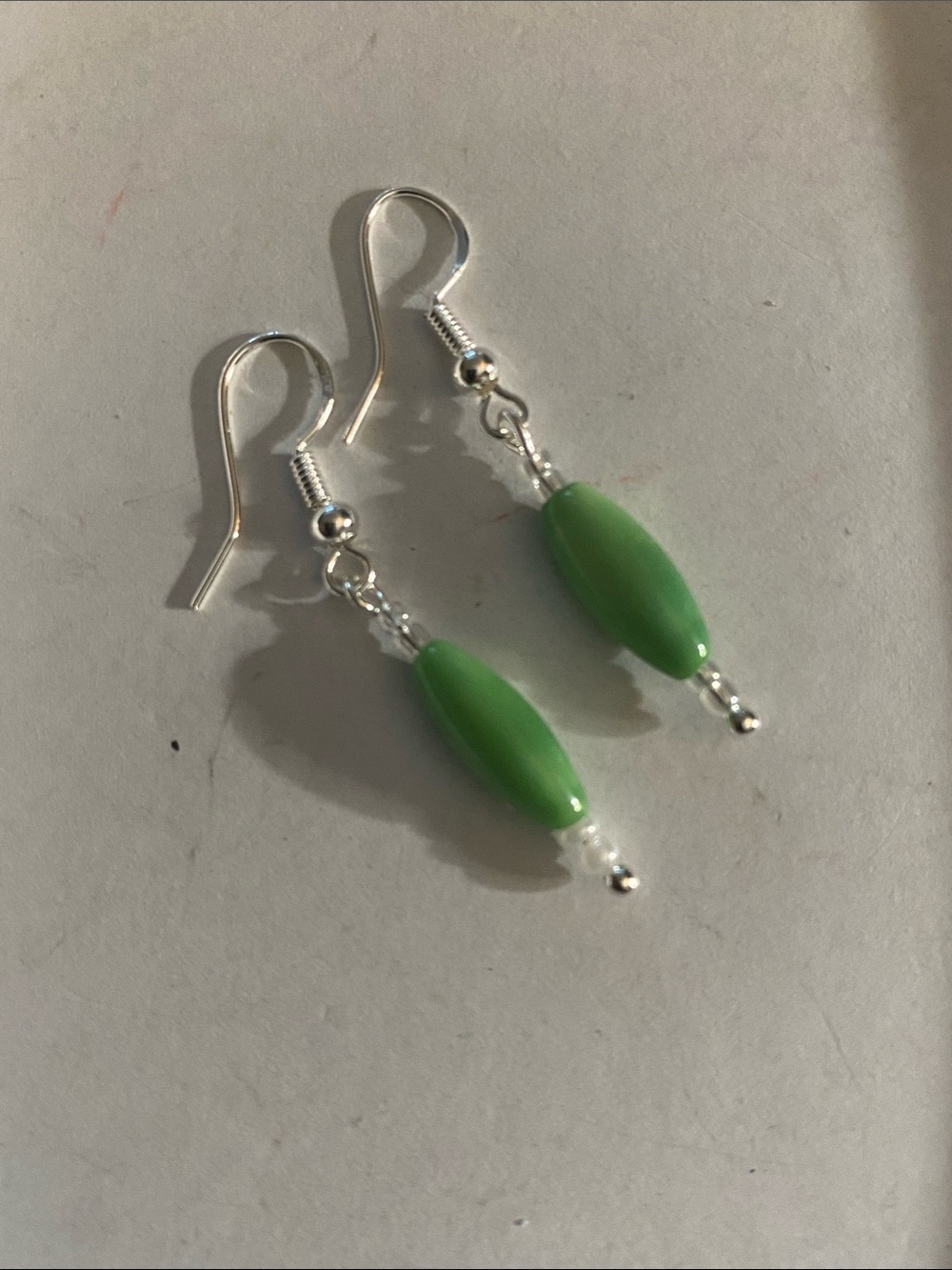 Green Bead and silver Dangle Earrings - Good Vibes 😎 Only Newport Beach 🏖️